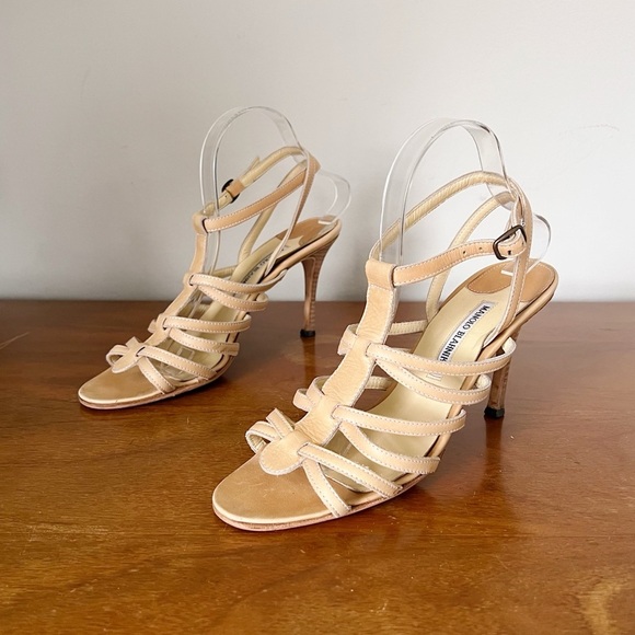 Manolo Blahnik • strappy gladiator heeled sandals stiletto leather open toe - Picture 8 of 8